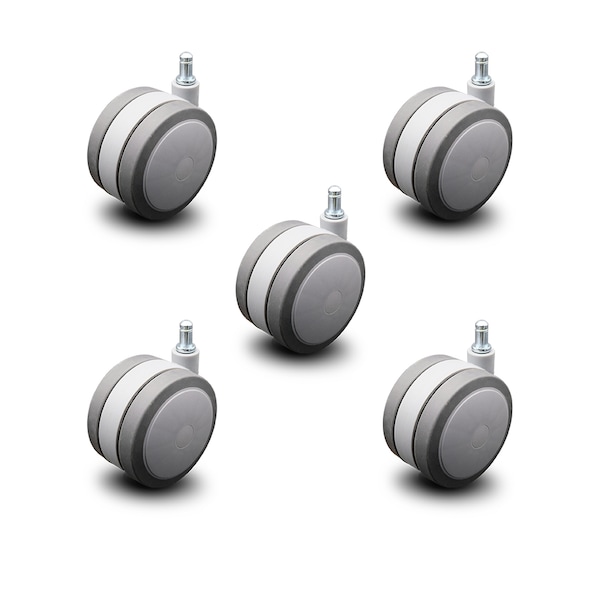 4" Gray Soft Wheel Grip Ring Office Chair Casters  SCC, PK5